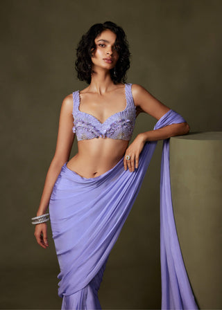 Deme By Gabriella-Luzia Pre-Pleated Sari And Blouse-INDIASPOPUP.COM