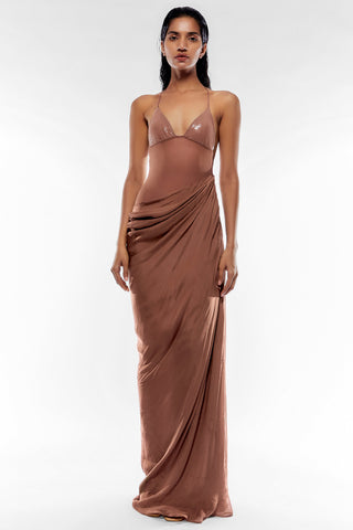 Deme By Gabriella-Nude Pink Sequins Dress-INDIASPOPUP.COM