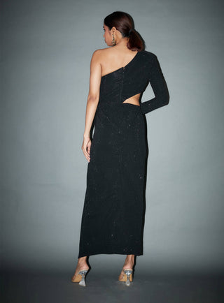 Itrh-Layla Black Crystal Maxi Gown-INDIASPOPUP.COM