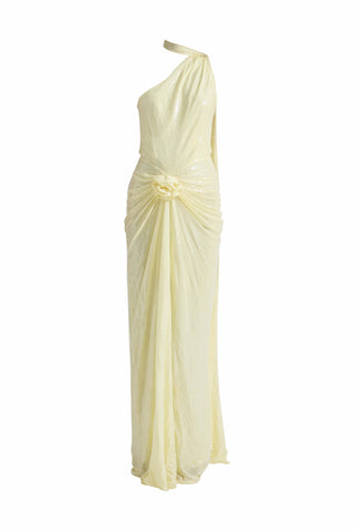 Lidia Lime Yellow Gown by Deme By Gabriella, available on Indiaspopup.com