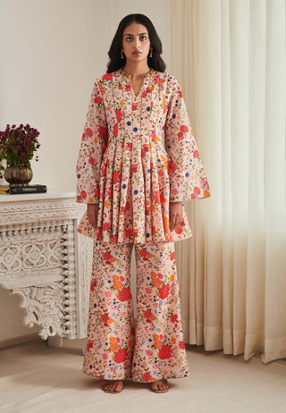 Vinamrh champagne kurta and flared pants