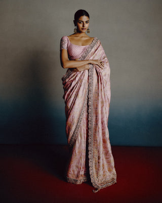 Rose mist sari set