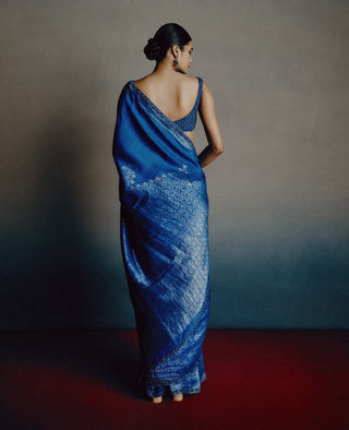 Azure-teal heritage sari set