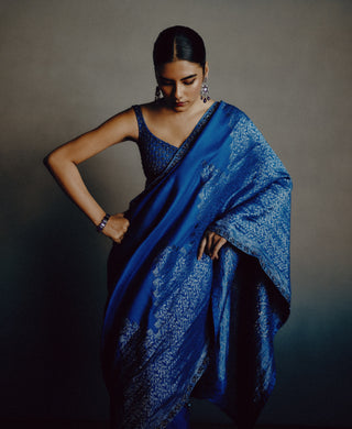 Azure-teal heritage sari set