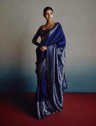 Noir sapphire sari set