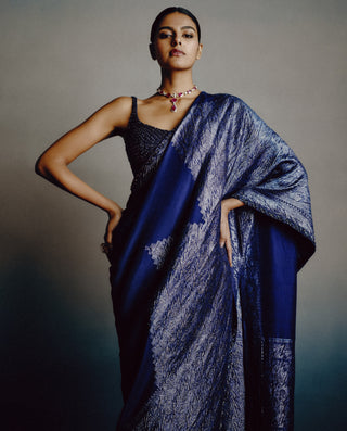 Noir sapphire sari set