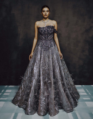 Nocturne silver dust ball gown