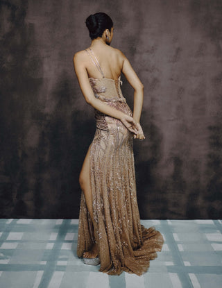 Lumina rosette crystal gown