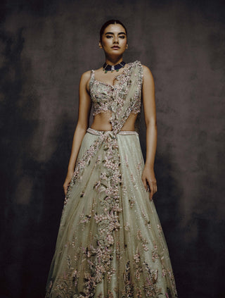 Verde bloom lehenga set