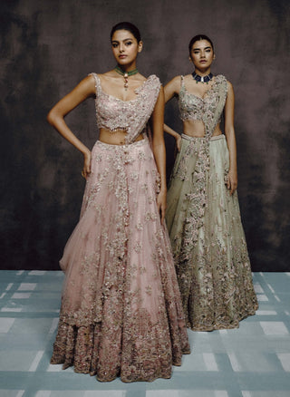 Petalia dusty rose embellished lehenga set