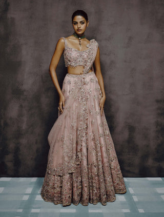 Petalia dusty rose embellished lehenga set