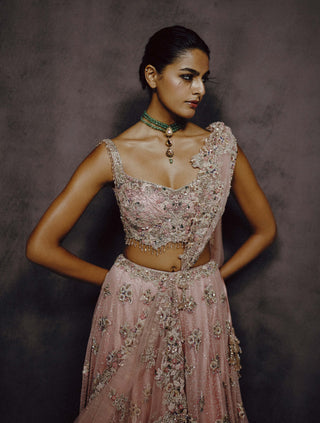 Petalia dusty rose embellished lehenga set