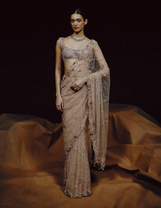 Aura blush crystal sari set