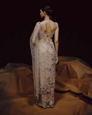 Aura blush crystal sari set