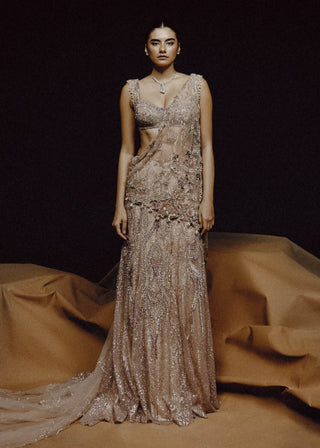 Dewdrop mirage drape sari set