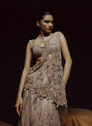 Dewdrop mirage drape sari set