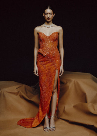 Molten radiance slit gown
