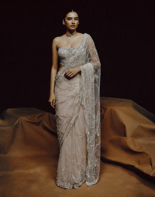 Moonlit whisper sari set