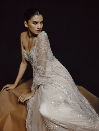 Moonlit whisper sari set