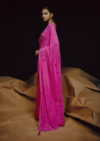 Fuchsia éclat sari set