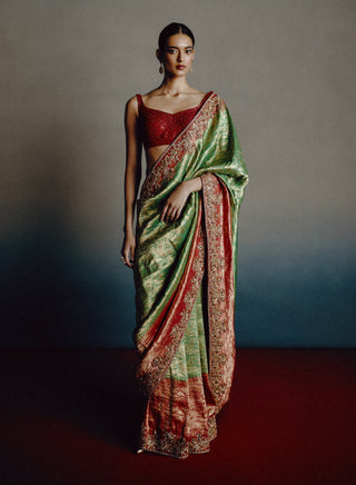 Verdant rouge banarasi sari set