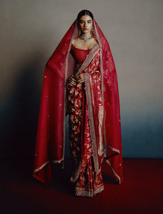 Red epiphany bridal sari set