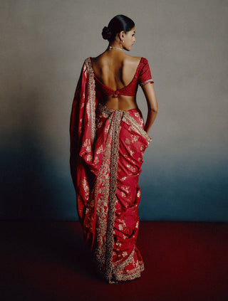 Red epiphany bridal sari set