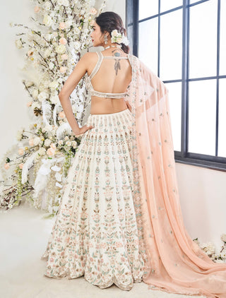 Disha Muchhala Chandbali Ivory Lehenga Set available on indiaspopup