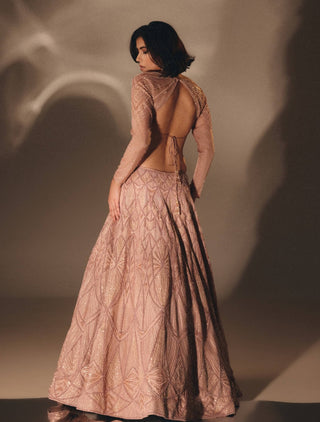 Onion pink cutdana sequin lehenga set