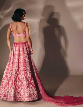 Pink zardosi sequin bridal lehenga set