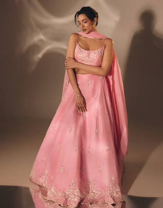 Baby pink pearl sequin lehenga set