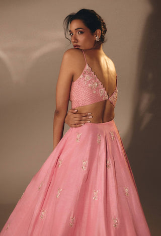 Baby pink pearl sequin lehenga set