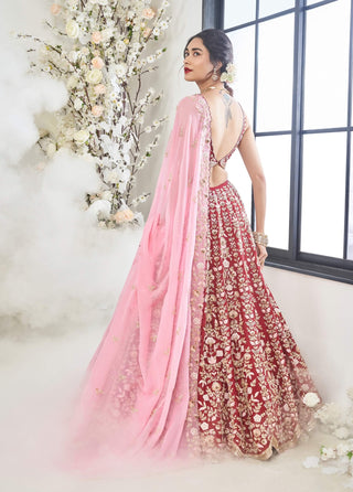 Disha Muchhala Mirali Red Lehenga Set available on indiaspopup