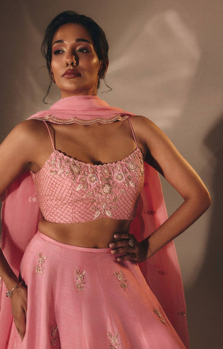 Baby pink pearl sequin lehenga set