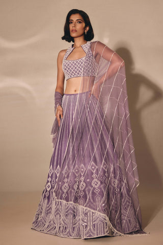 Purple cutdana sequin lehenga set