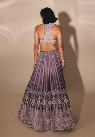 Purple cutdana sequin lehenga set
