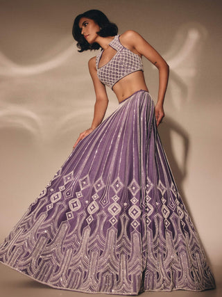 Purple cutdana sequin lehenga set