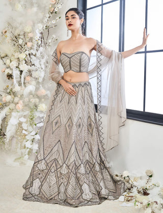 Diamond english gray lehenga set