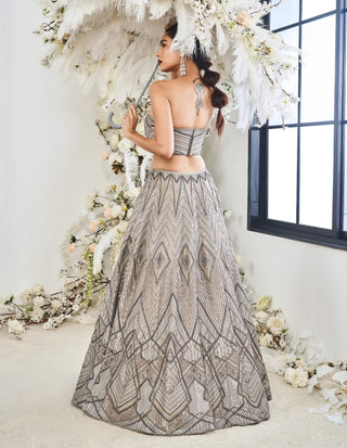 Diamond english gray lehenga set