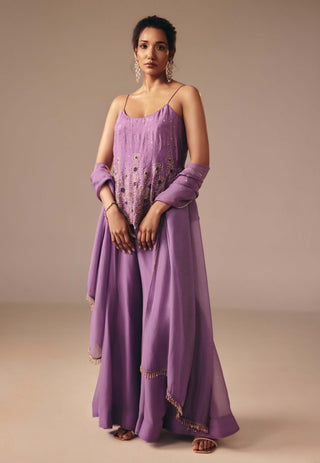 Purple embellished kalidaar set