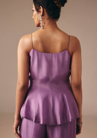 Purple embellished kalidaar set