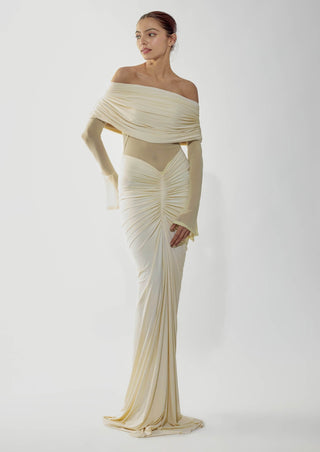 Deme By Gabriella-Off-White Fitted Gown-INDIASPOPUP.COM