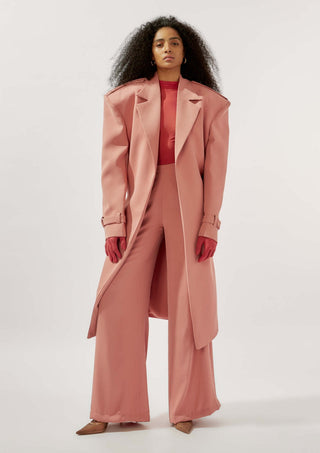 Alani pink trench coat and pant set