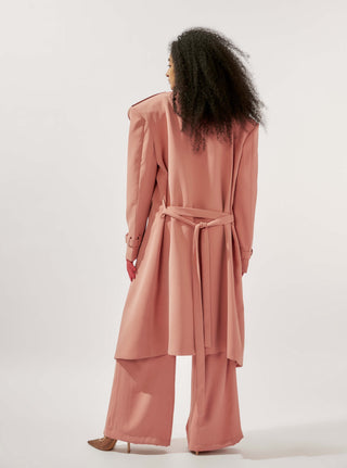Deme By Gabriella-Alani Pink Trench Coat And Pant Set-INDIASPOPUP.COM