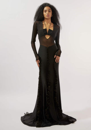 Koa black ruffle gown