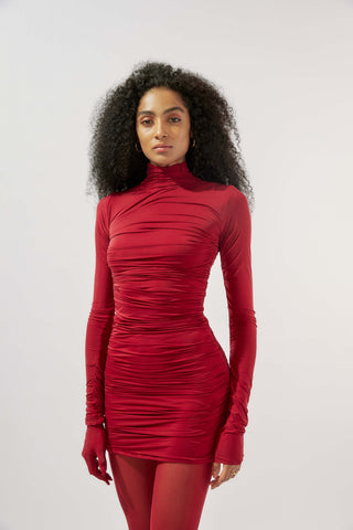 Deme By Gabriella-Ruby Maroon Fitted Short Dress-INDIASPOPUP.COM