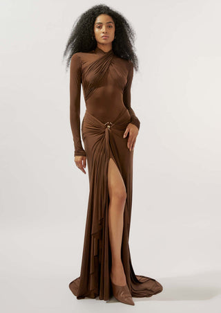 June chocolate brown gown