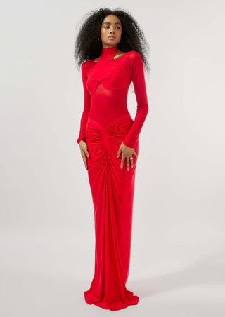 Wilder red mesh gown