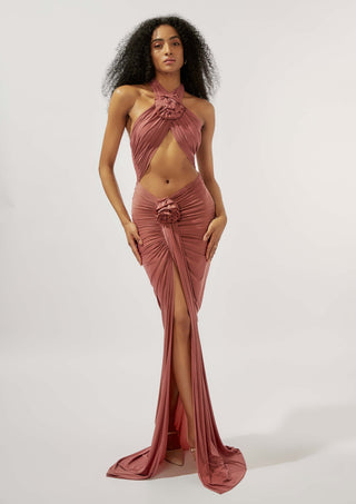 Deme By Gabriella-Berry Rose Pink Gown-INDIASPOPUP.COM