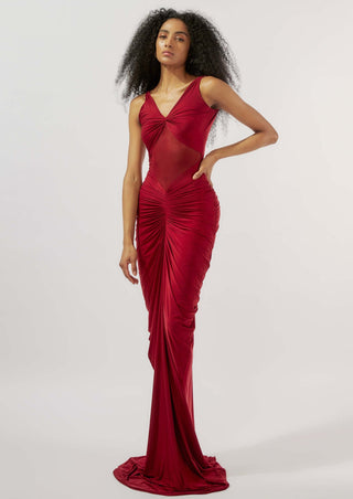 Savannah maroon lycra gown